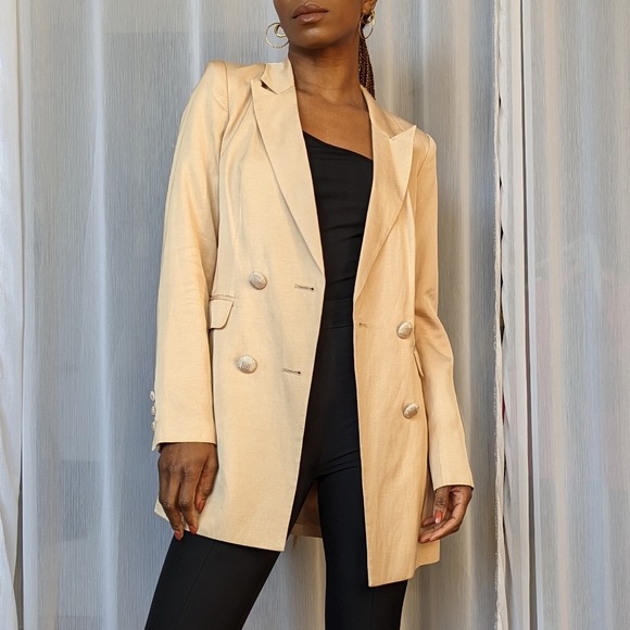 Vintage beige double breasted blazer / Size M - Picture 3 of 7